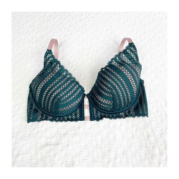Buy 1 get 1 free 32c Victorias Secret green lace lined plunge - Picture 1 of 11